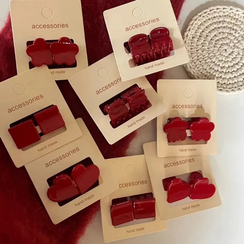 GlamClip Red Mini Duckbill Hair Clip For Women With Seamless Grip And All Day Hold