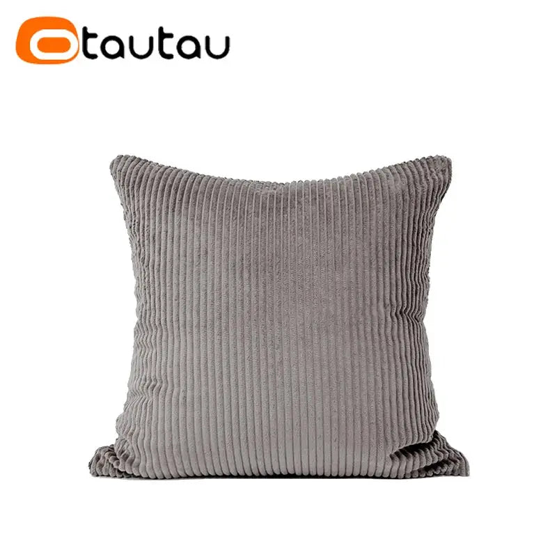 OTAUTAU cotton corduroy cushion cover in gray, without insert