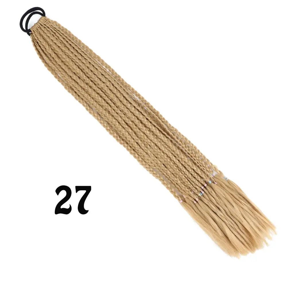 Braided ponytail extension, synthetic gradient blonde hair with elastic band, 24 inches, Simples Market