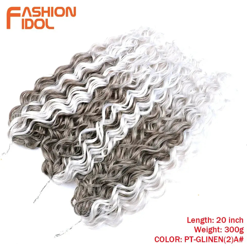 Jessica Hair Deep Wavy Twist Crochet Hair extensions, two-tone grey/white, 20 inch
