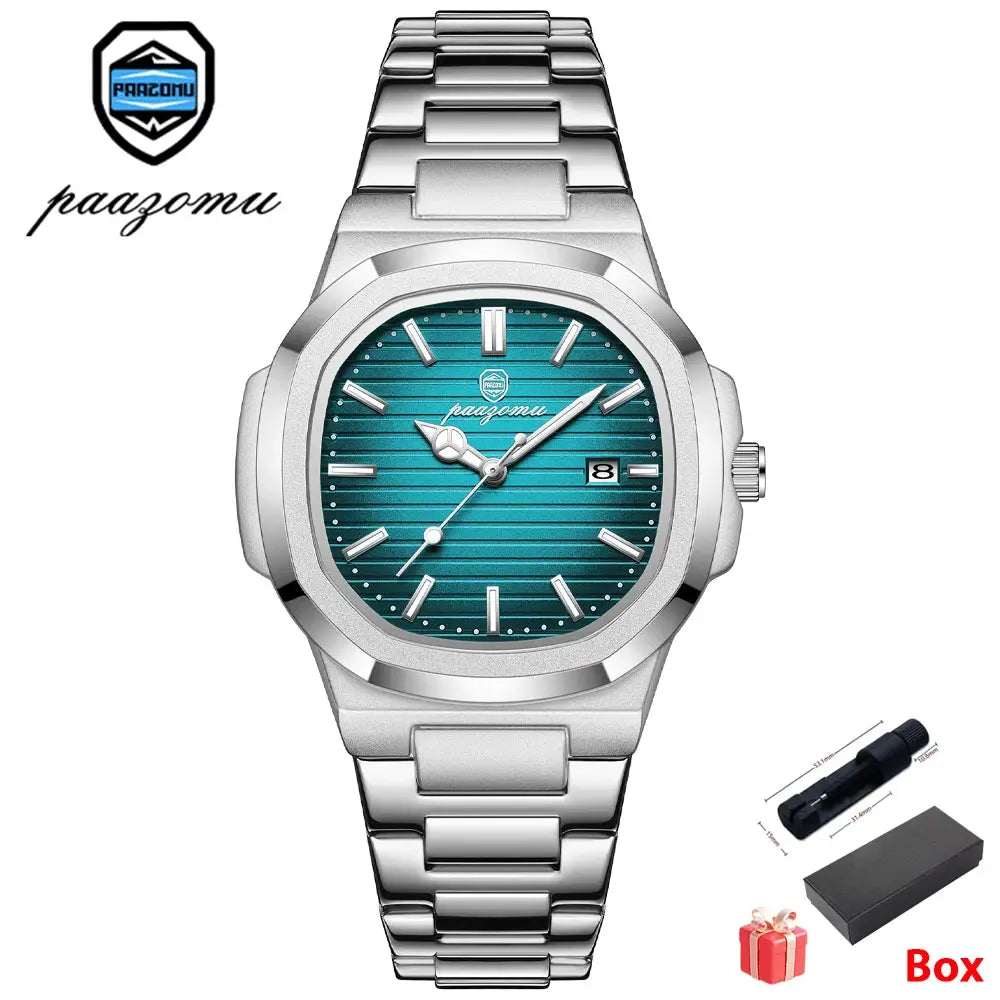 2026 Mens Fashion Watch Stainless Steel Waterproof Luminous Dial Quartz Movement With Date And Week