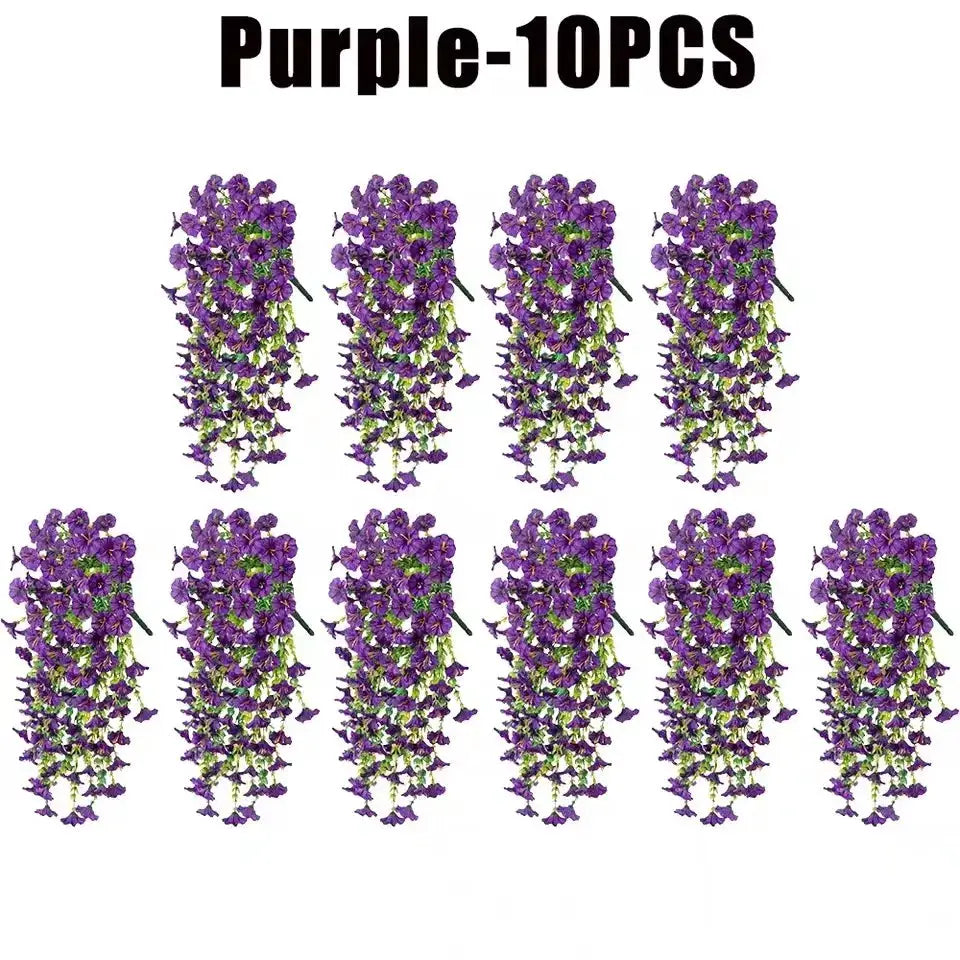 UV Resistant Artificial Morning Glory And Eucalyptus Hanging Decor For Home Garden Weddings Outdoor Use