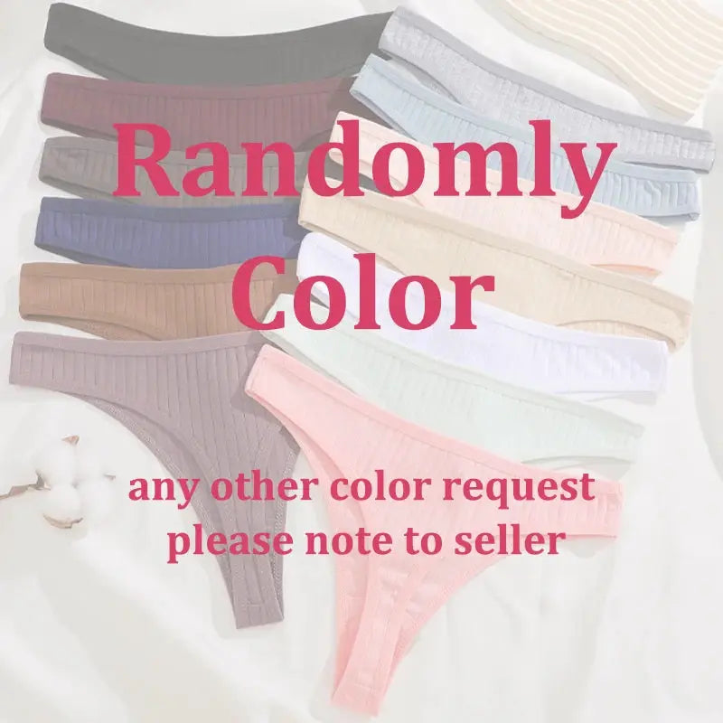 8-pack cotton seamless thongs for women in assorted colors; low-rise breathable G-string underwear by Simples Market