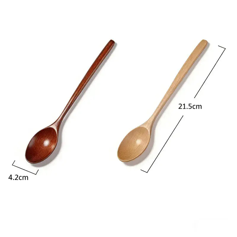 Two Piece Wooden Spoon Tableware Set Natural Phoebe Wood Kitchen Utensils For Cooking And Serving Soup Tea Dessert