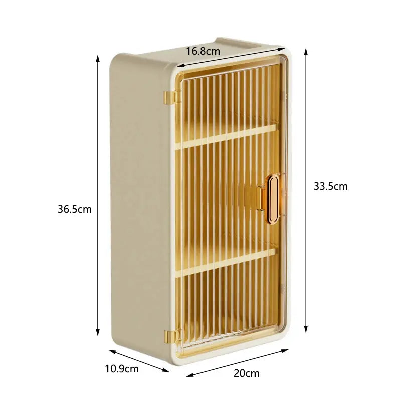 Bathroom shelf wall-mounted waterproof tissue box and toiletries organizer, gold ribbed door by Simples Market