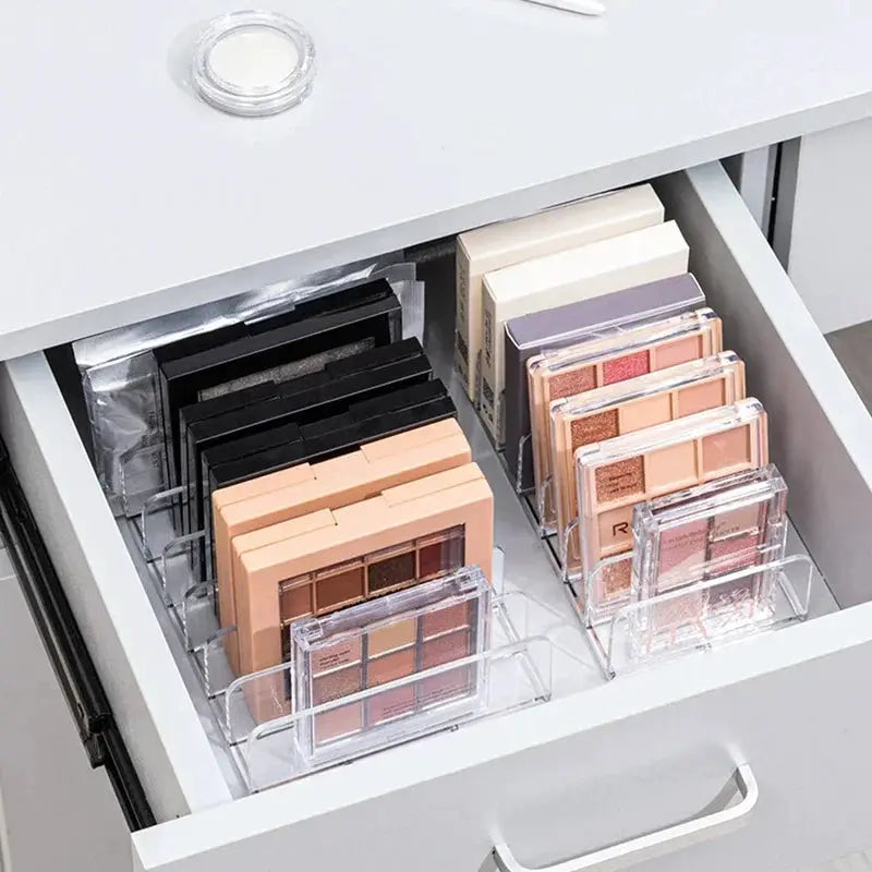 LuxeClear 7 Compartment Clear Makeup Organizer Box For Desktop Or Drawer Acrylic Cosmetic Storage