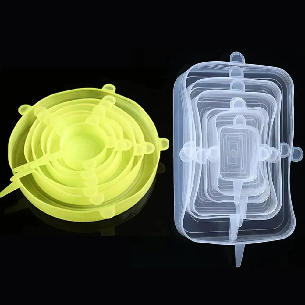 6 Pack Silicone Stretch Lids For Bowls And Containers Kitchen Microwave Covers Universal Fit Airtight Food Storage Lids