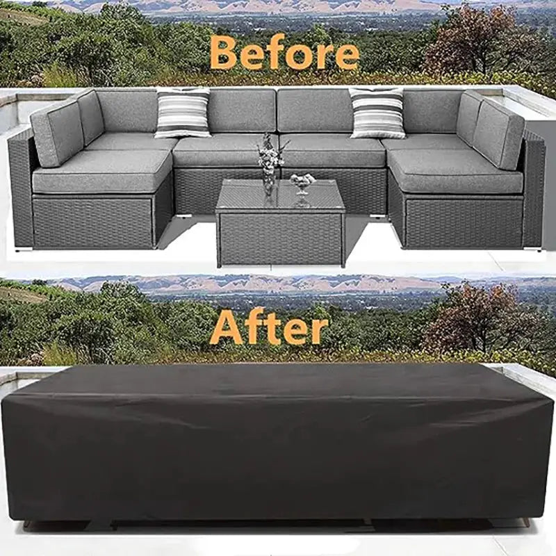 Garden furniture cover, Simples Market, black 210D Oxford cloth, waterproof and windproof for rectangular garden table