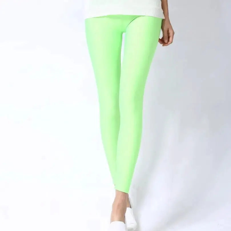 VivaWear Spring Solid Candy Neon Leggings For Women High Stretch Breathable Polyester All Day Comfort
