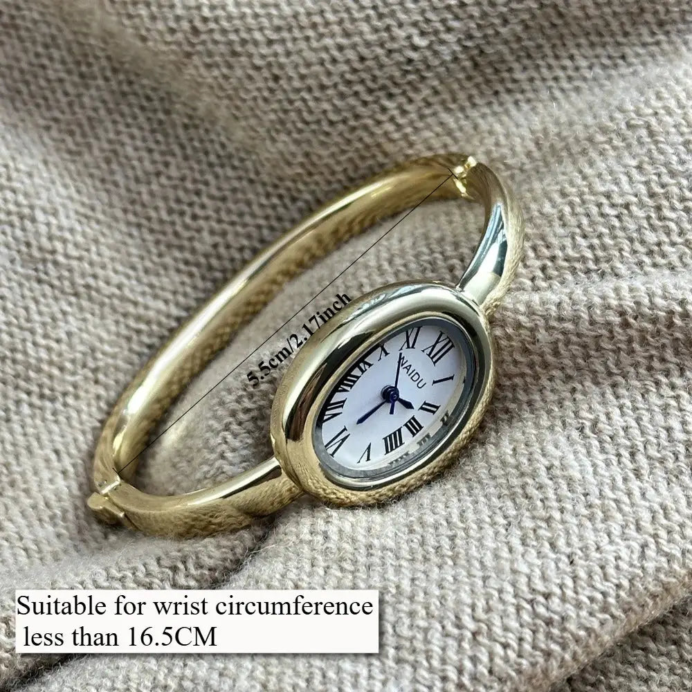 Famous Brand Gold Tone Stainless Steel Strap Bracelet Watch For Women With Small Dial Elegant Timepiece