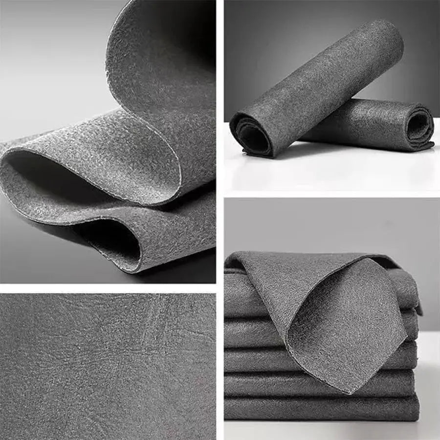 5-pack gray microfiber cleaning cloths, lint-free and reusable for glass, kitchen surfaces, and cars
