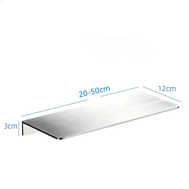 Simples Market 304 stainless steel brushed chrome corner shower shelf, adjustable 20–50 cm, 12 cm depth