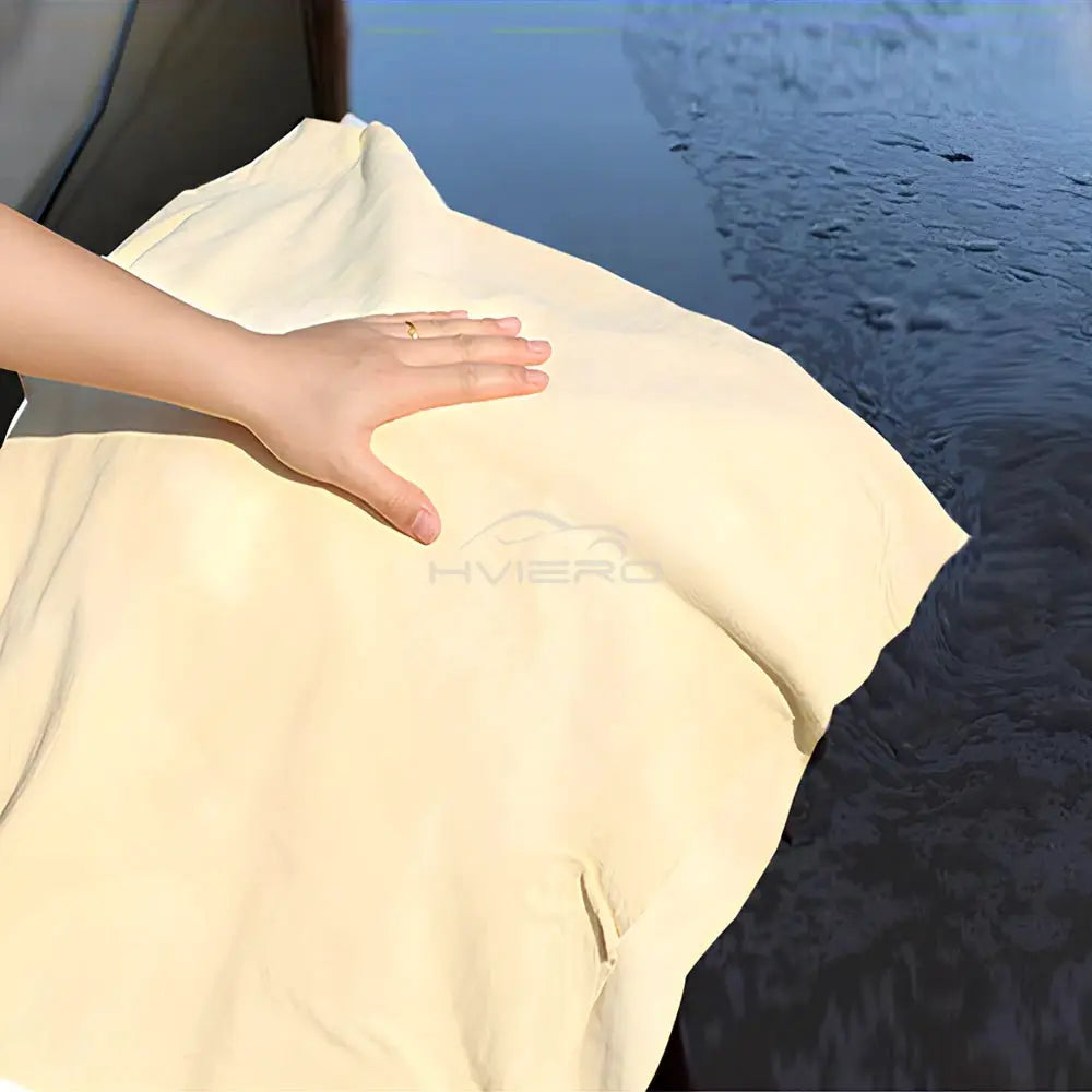 Chamois leather cleaning cloth, beige, 40x70cm, free shape for car, motorcycle and home use