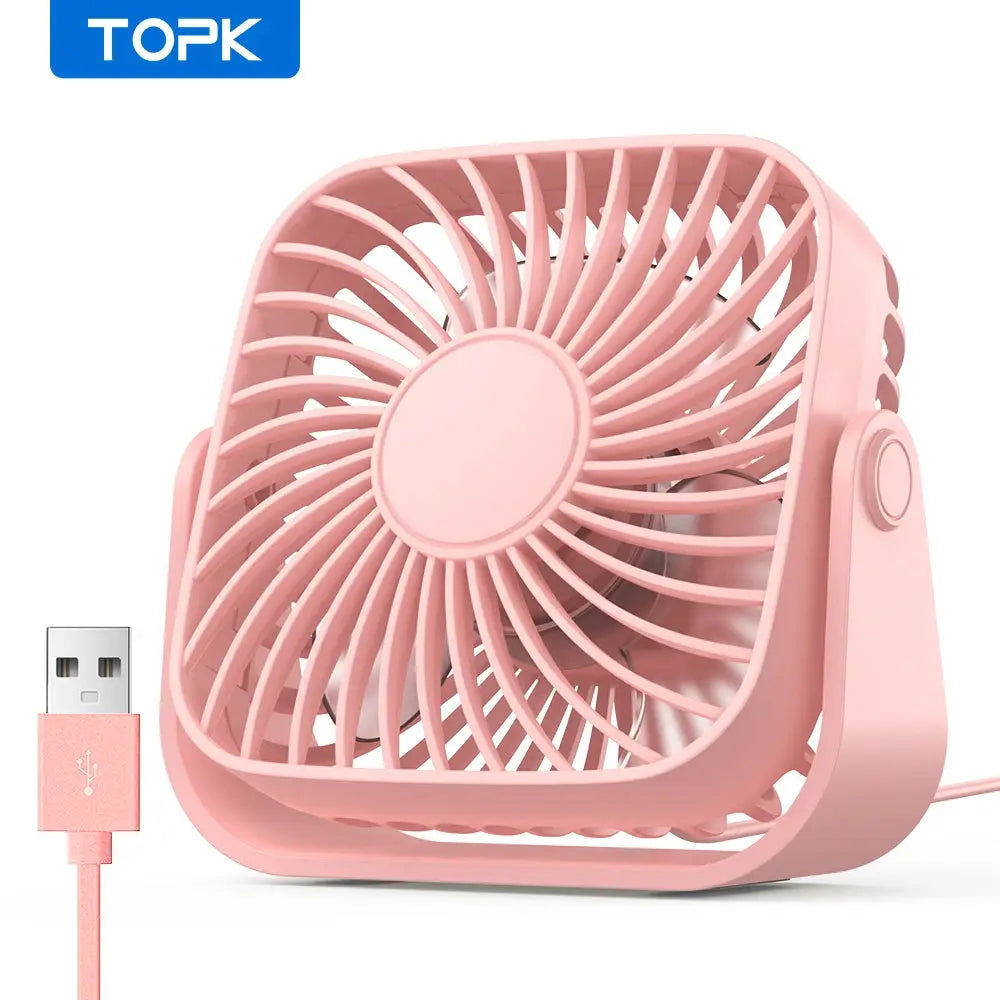 TOPK 4 Inch USB Mini Portable Fan for Camping and Desk 360 Rotation