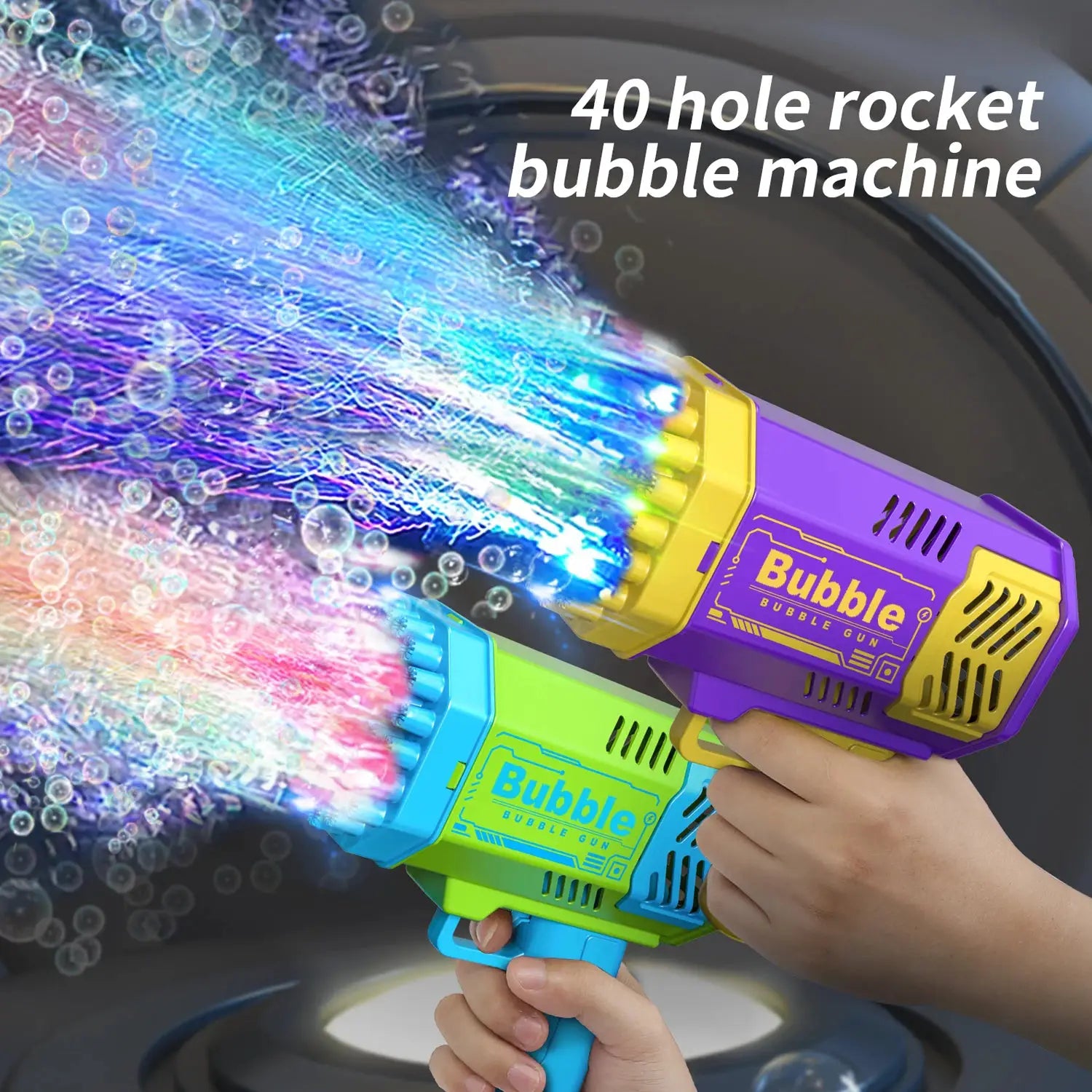 40 Hole Fully Automatic Outdoor Bubble Machine With Lights Battery Free No Bubble Water Included