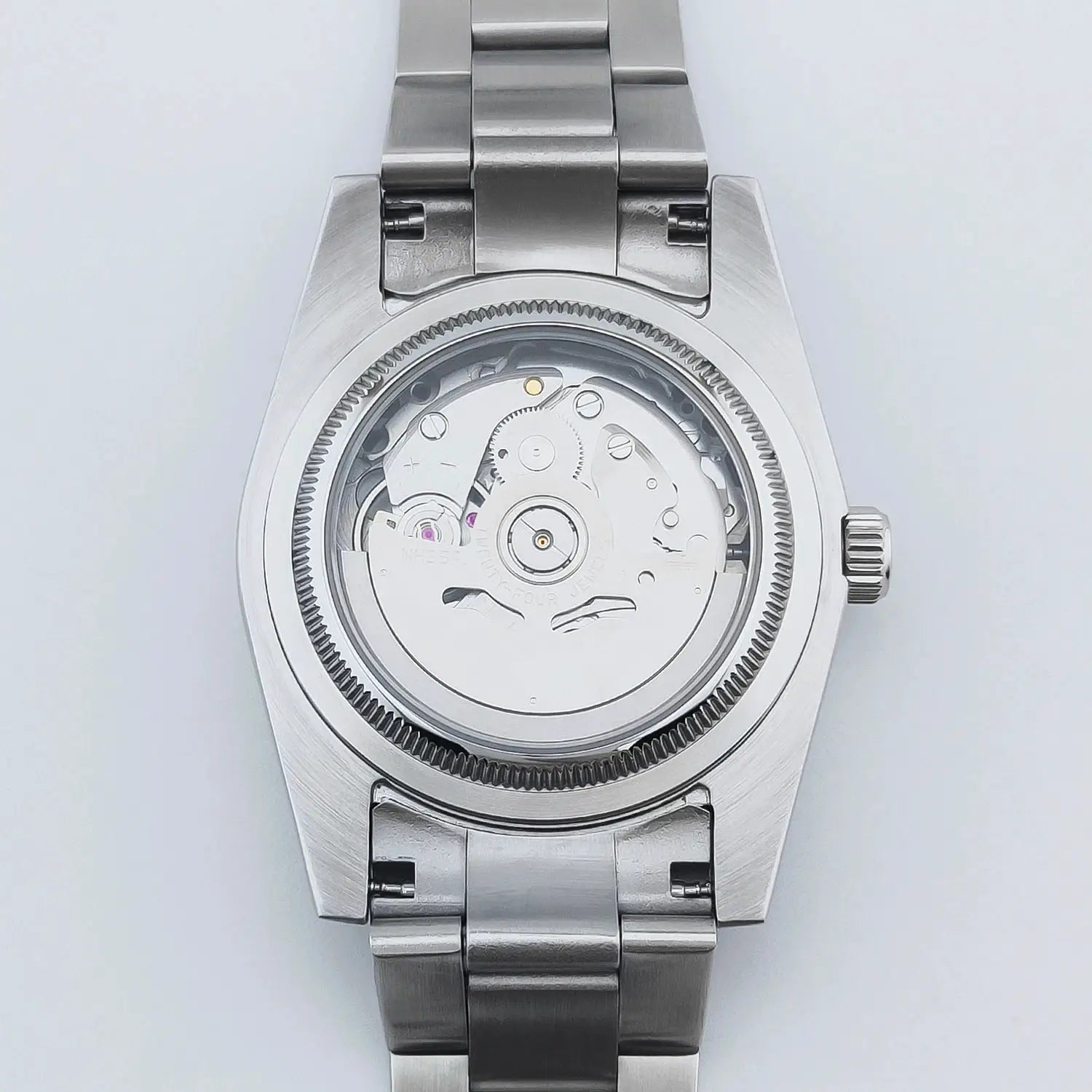 Corgeut luxury stainless steel automatic wristwatch with NH35 movement and exhibition case back