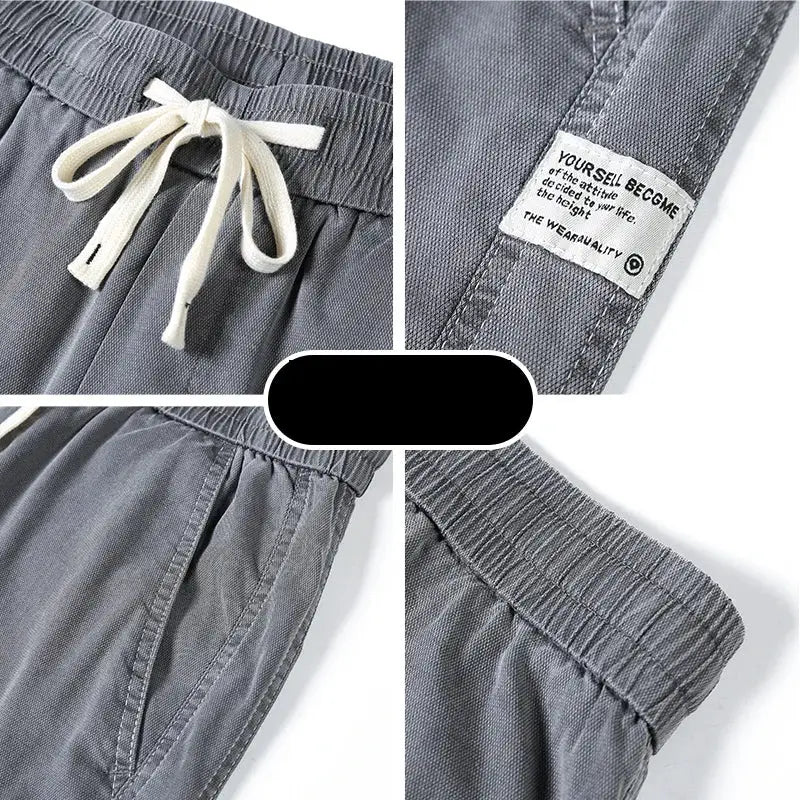Simples Market gray lyocell men's drawstring-waist loose straight pants, casual Korea-style trousers, plus size M-5XL