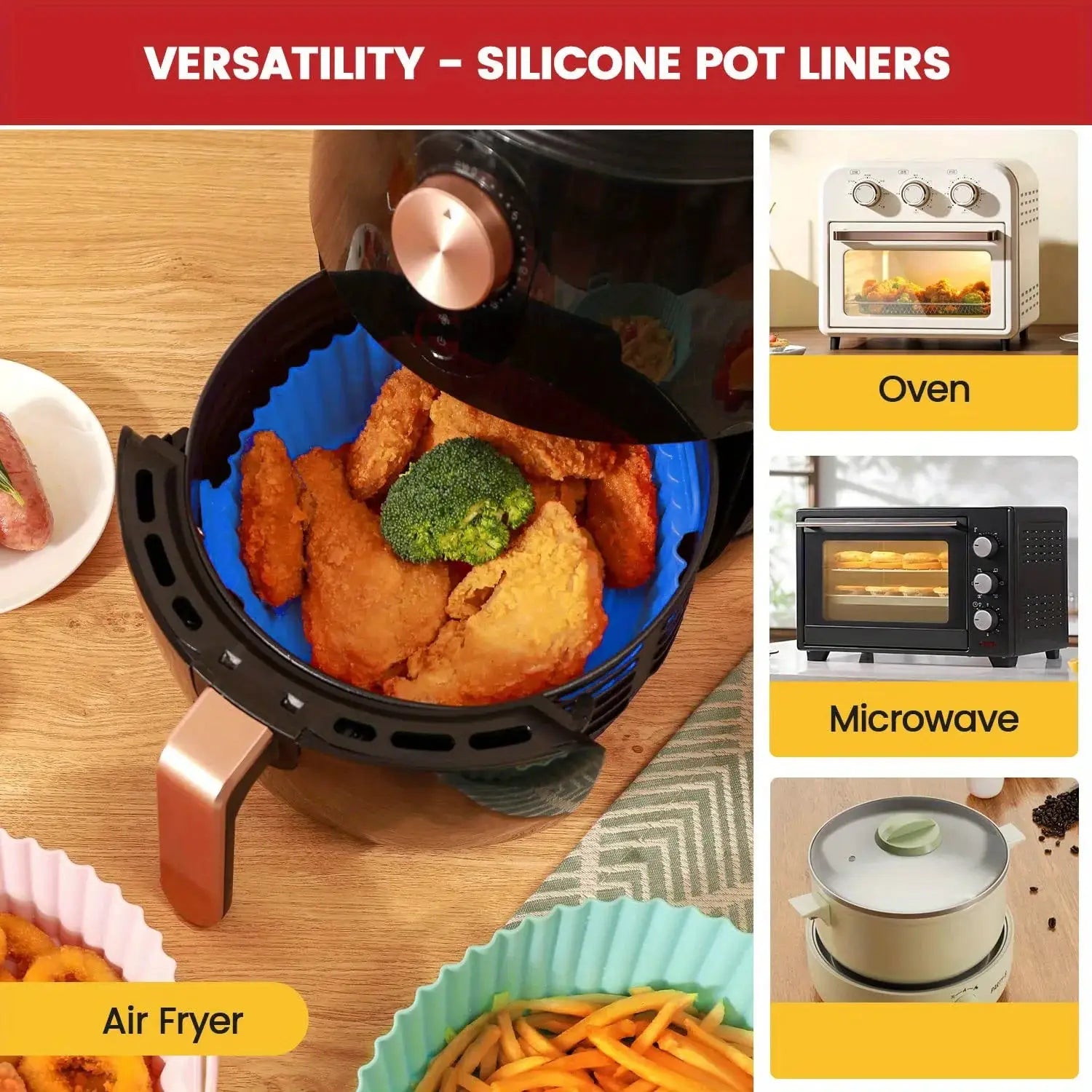 6 Piece Air Fryer Mats Silicone Nonstick Dishwasher Safe Dual Texture For Crispy Steam Cooking At 450F