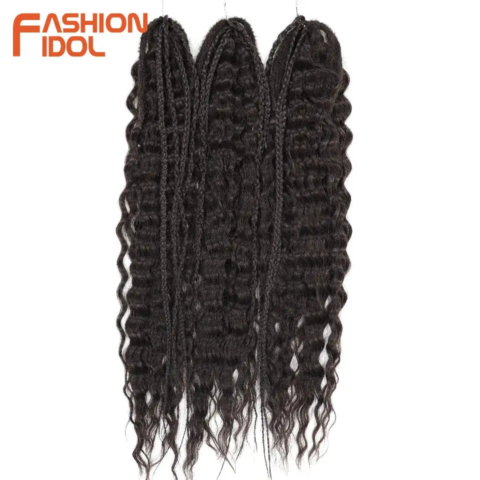 Fashion Idol Ariel Hair 24in synthetic twist crochet curly hair, deep black water-wave braiding extension