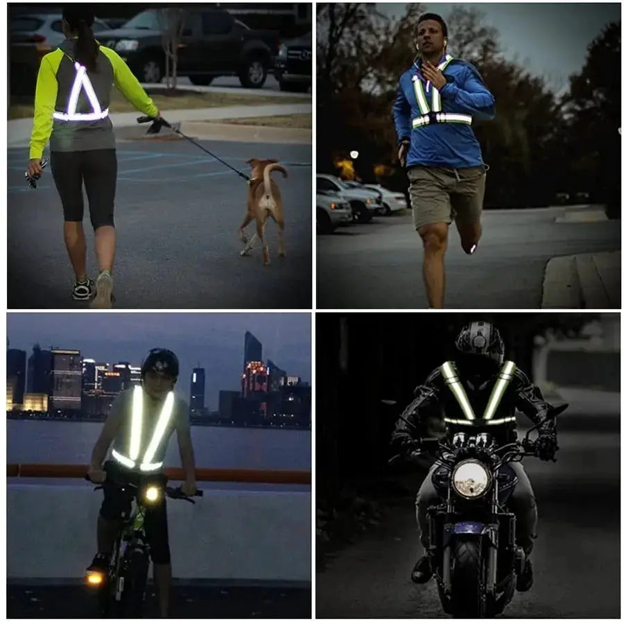 Adjustable Lightweight Reflective Vest for Night Walking and Biking Safety Gear Waterproof Vest with Straps