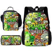 Plants vs Zombies school backpack set by Simples Market; colorful kids' backpack with lunch bag and pencil case (3pc)
