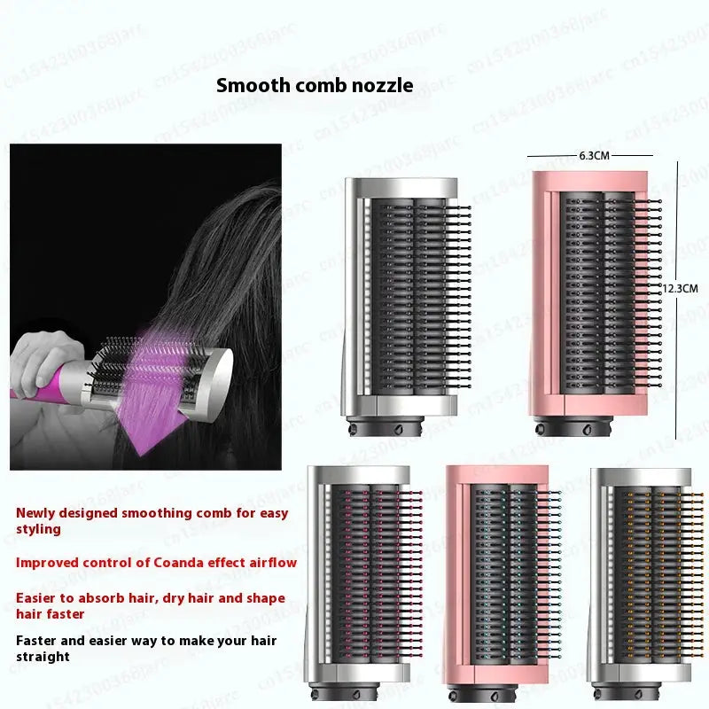 SenCiciMen X9 multi hair styler with smooth comb nozzle and interchangeable brush heads in silver and pink variants