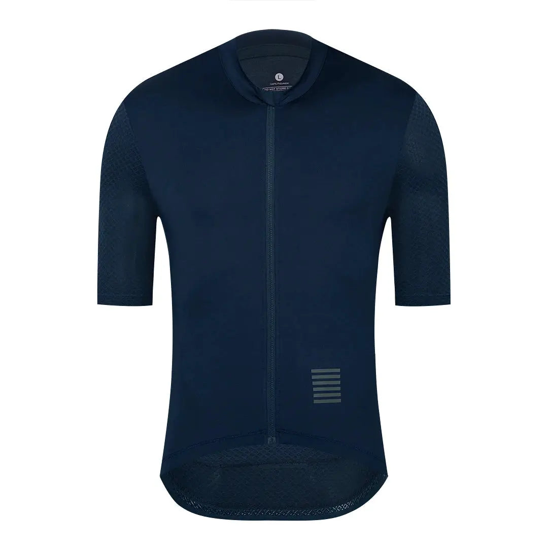 Simples Market YKYWBIKE men's navy blue cycling jersey with short sleeves, full-zip, breathable mesh panels