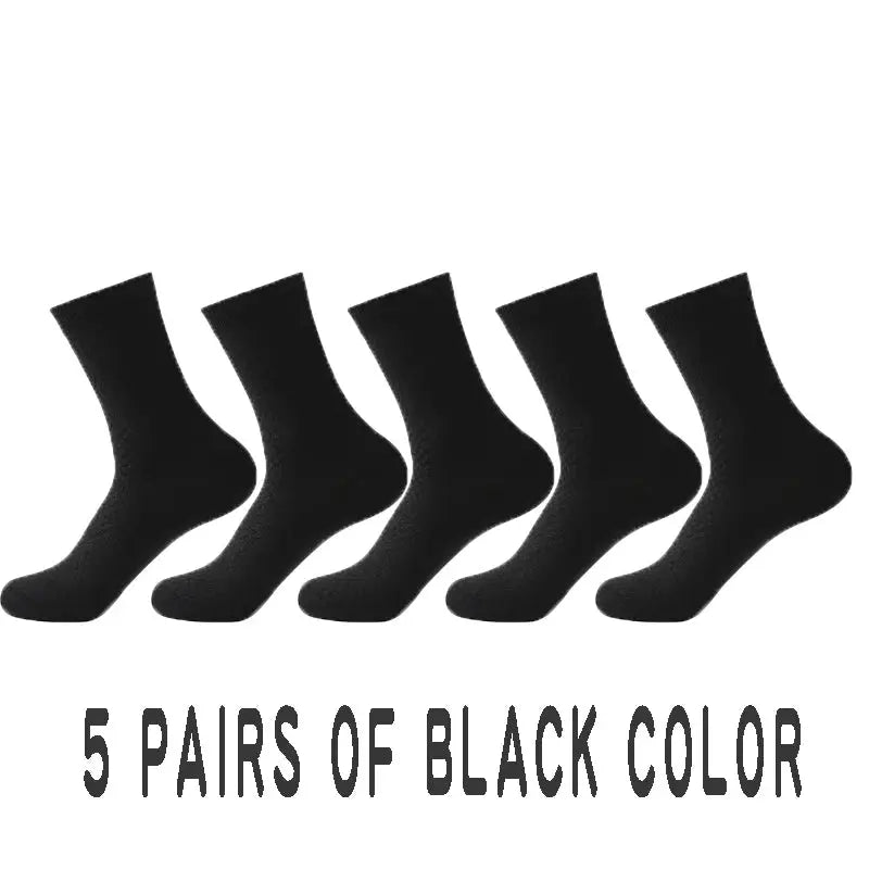 Men Bamboo Fiber Crew Socks 5 Pairs Breathable Moisture Wicking Casual Dress Socks For Spring Summer Autumn