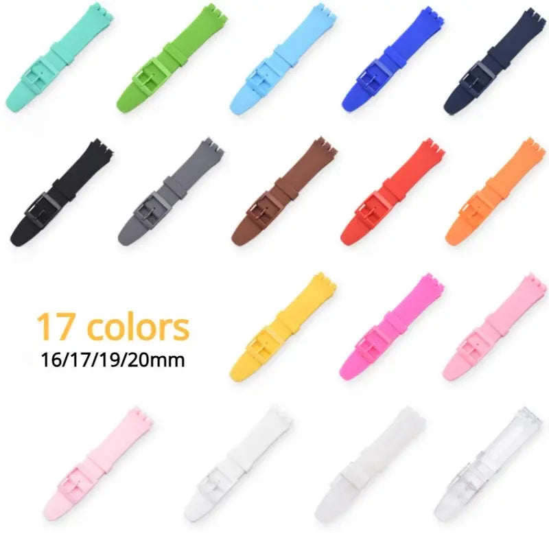 Swatch Compatible Silicone Watch Band 16mm 17mm 19mm 20mm Waterproof Colorful Rubber Strap For Men And Women