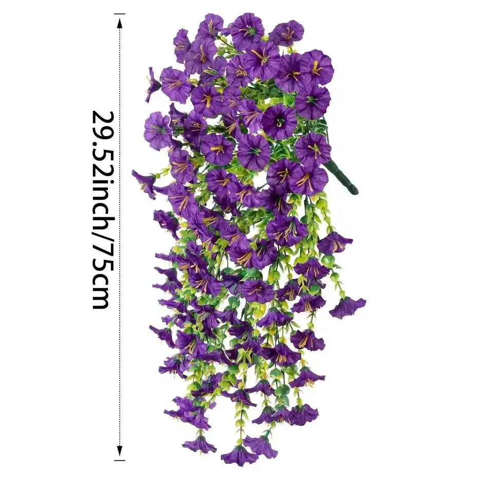 UV Resistant Artificial Morning Glory And Eucalyptus Hanging Decor For Home Garden Weddings Outdoor Use