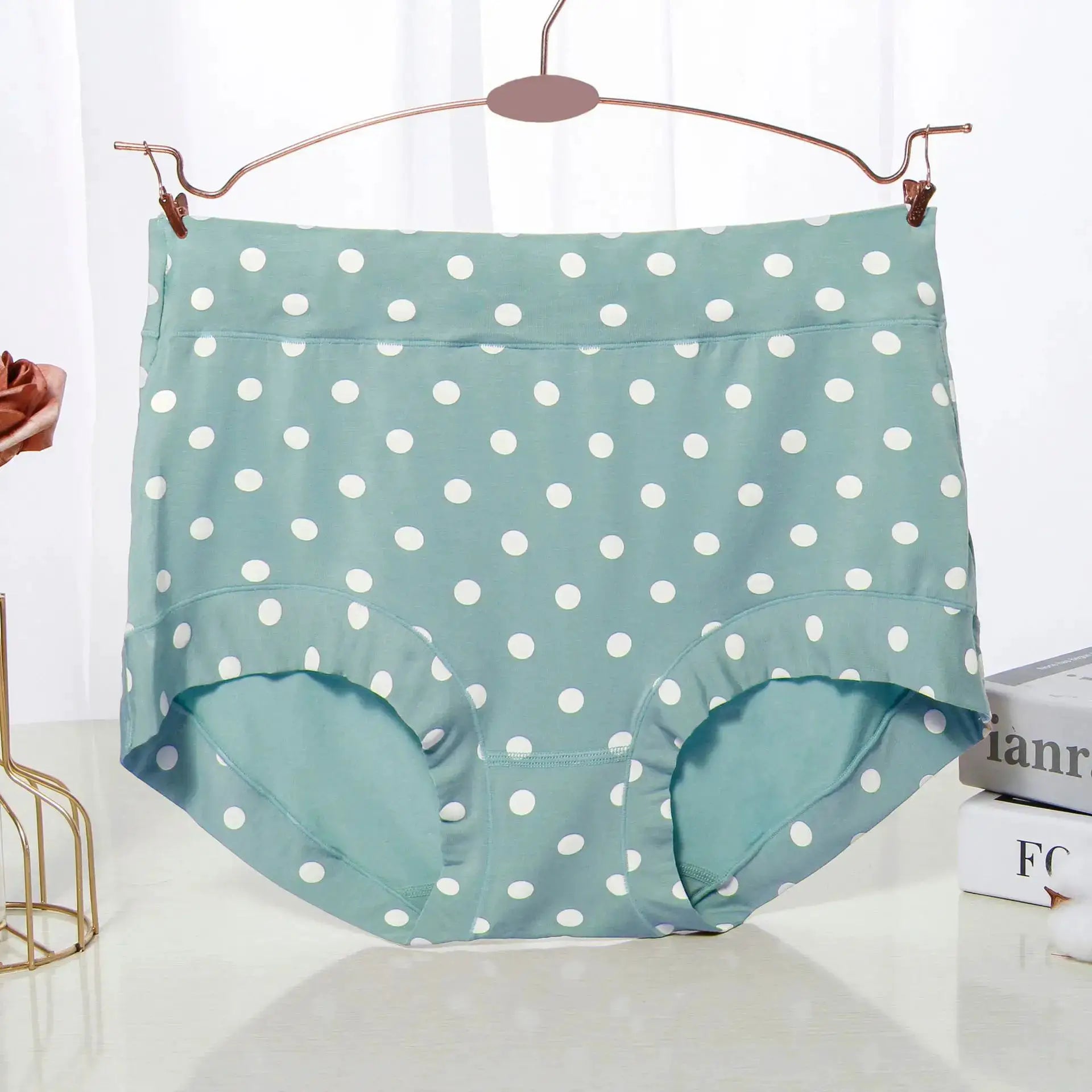 Panties teal polka-dot high-waist modal briefs