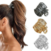 Gold Color Hollow Geometric Hair Clips Set Metal Hair Claw Cross Design Hairpins Headband For Women