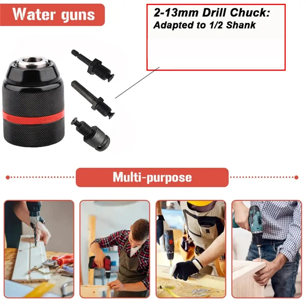 JENTORIX Keyless Drill Chuck 2mm To 13mm With 3 Jaw Self Lock Ratchet And One Half Twenty UNF Thread For Drill Bits