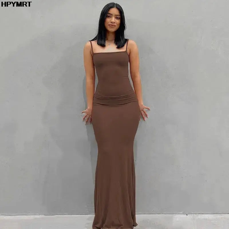 LuxeSilk Satin Slip Maxi Dress Sleeveless Backless Bodycon Elegant Party Ready Y2K Revival