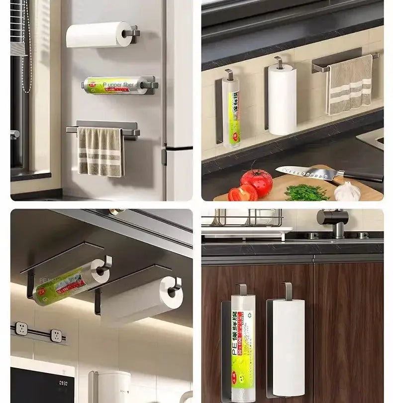 Simples Market magnetic wall-mount paper towel holder, stainless steel, fridge or cabinet mount