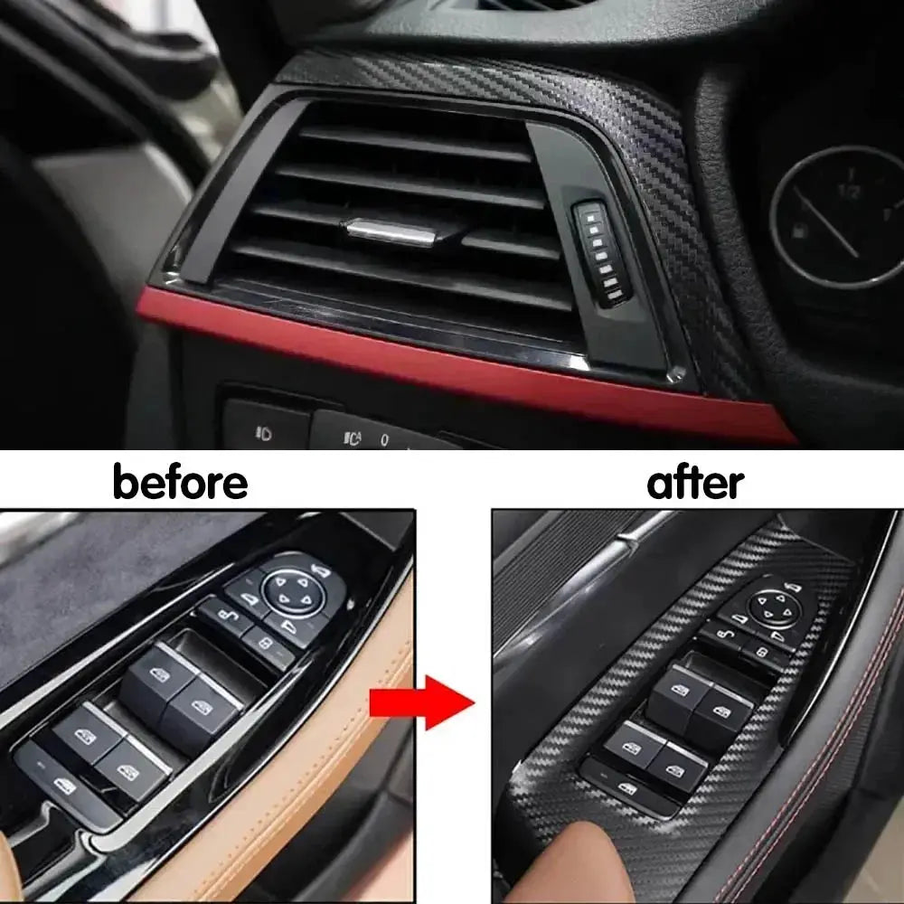 2D-9D Carbon Fiber Wrap for car interior trim; matte black, waterproof vinyl adhesive by Simples Market