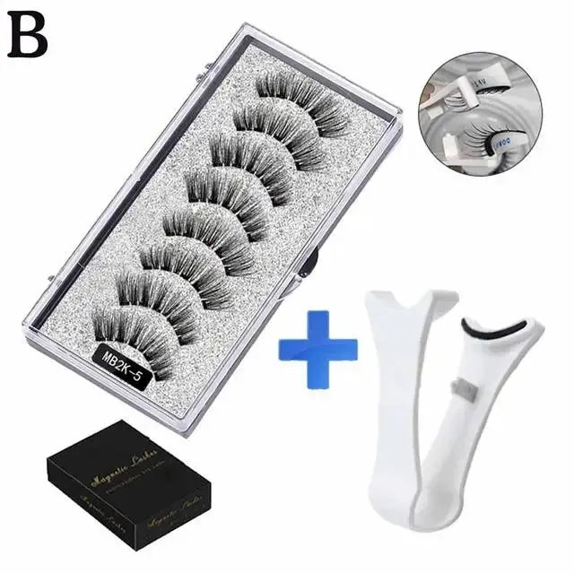 3D Natural Magnetic Eyelashes Set With Five Magnetic Lashes Reusable Handmade False Eyelashes Shipping Box
