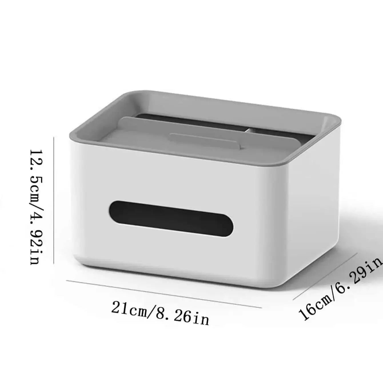 Gray Multifunctional Tissue Storage Box With Extra Compartments For Tissues And Small Essentials For Home Office