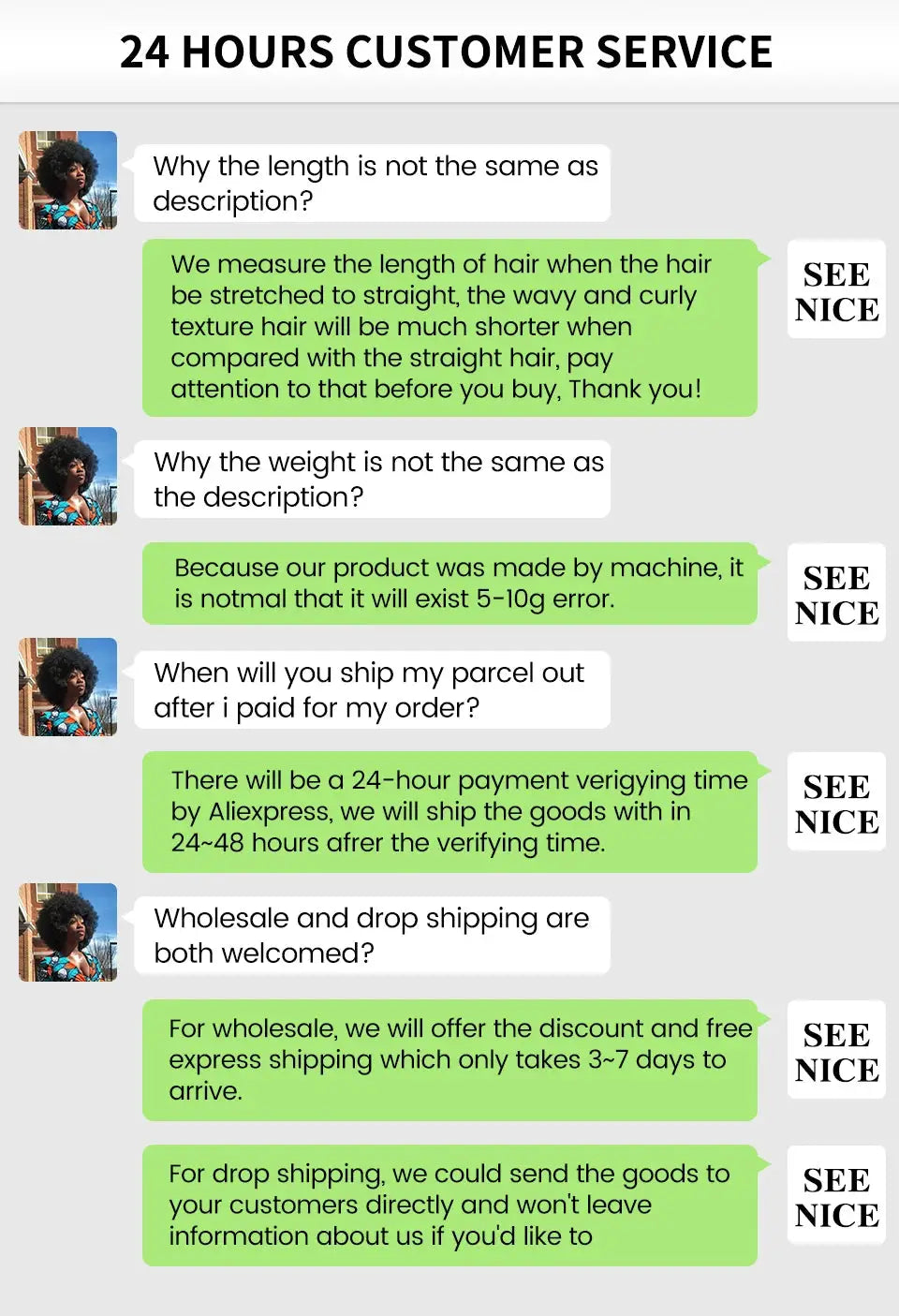 Ariel Curl Hair Water Wave Twist Crochet Braids in ombre blonde by Simples Market — customer service chat screenshot