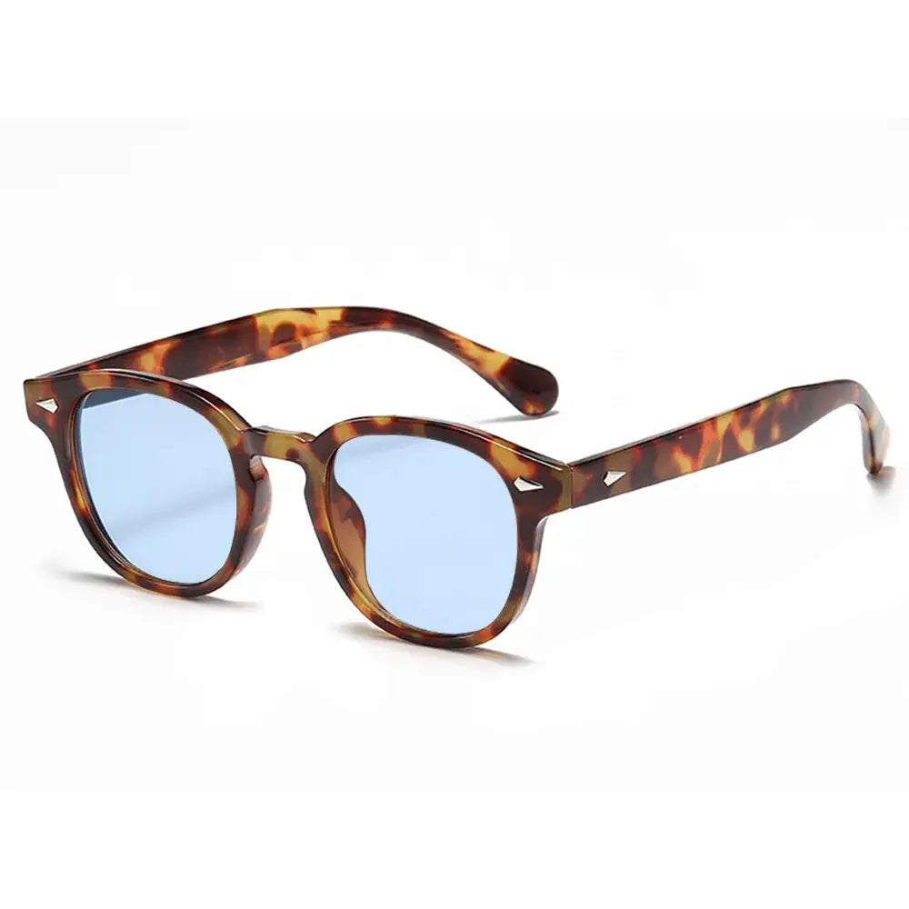JNPCXI Retro Round Sunglasses With UV400 Protection Rivet Leopard Pattern Unisex Eyewear