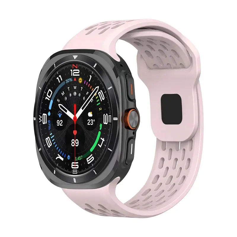 Marine Band silicone strap for Samsung Galaxy Watch Ultra 47mm, pink, breathable perforated sports watchband