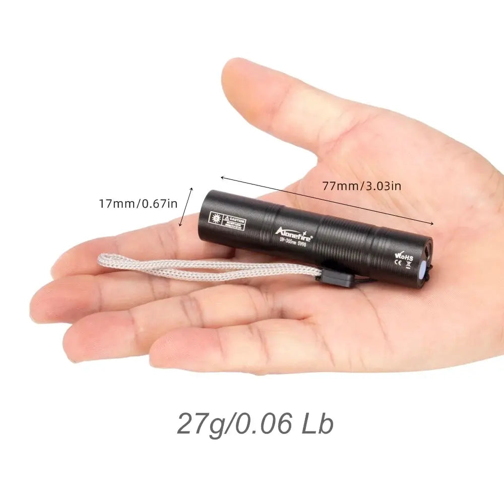 365nm UV Flashlight USB Rechargeable Palm Torch For Pet Stain Detection Currency Verification Nail Curing