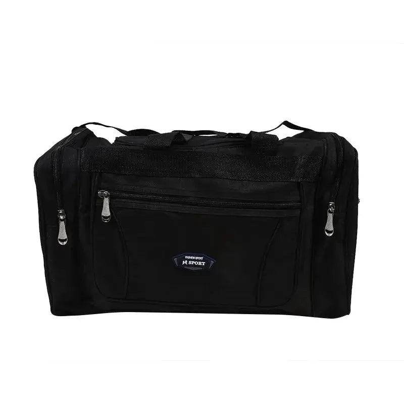 Simples Market Oxford waterproof travel duffel bag, black, large-capacity with multiple zip pockets