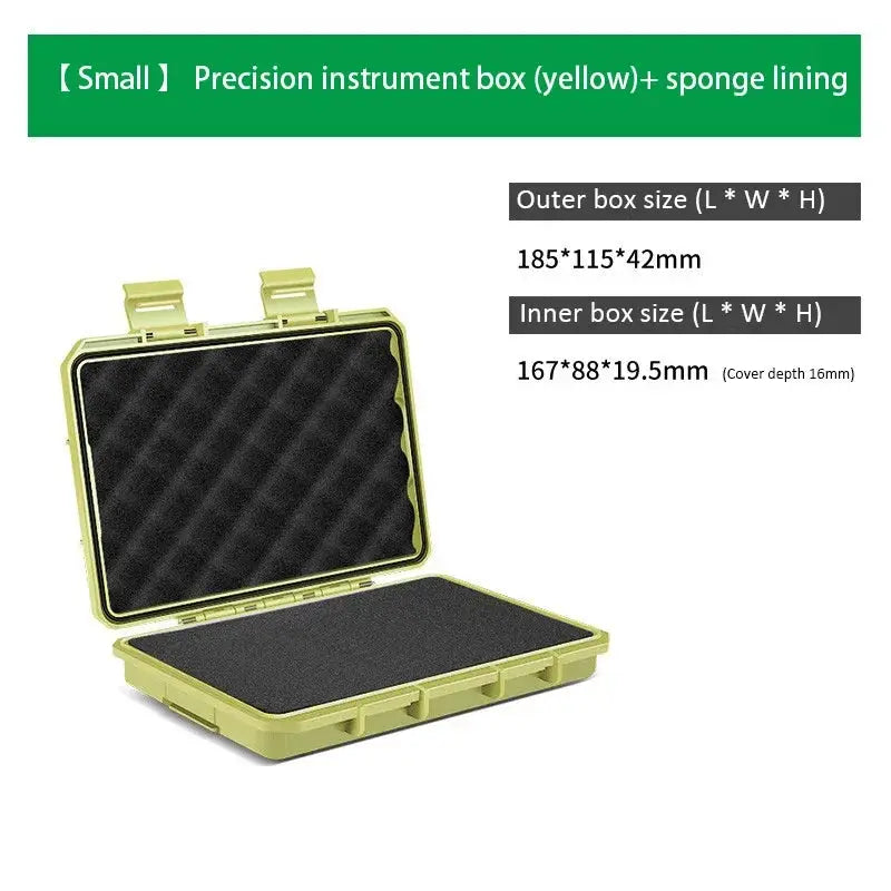 Precision instrument storage case, yellow, foam-lined, waterproof
