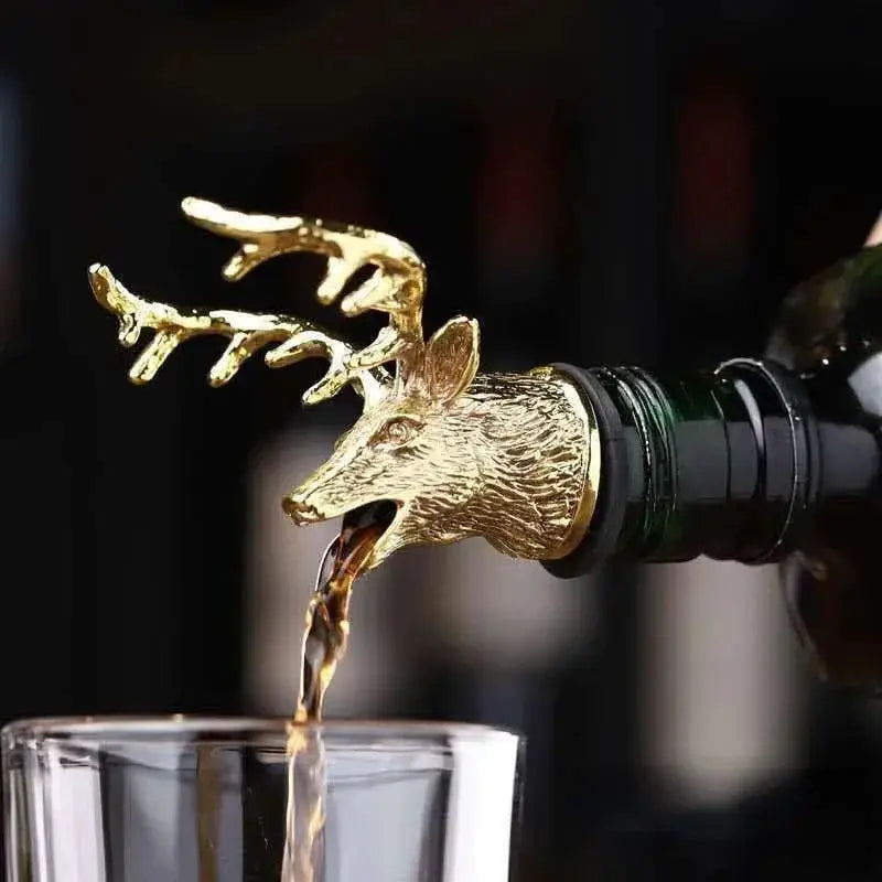 Golden Deer Head Bottle Oiler With Cork Stopper For Wine And Olive Oil Dispenser