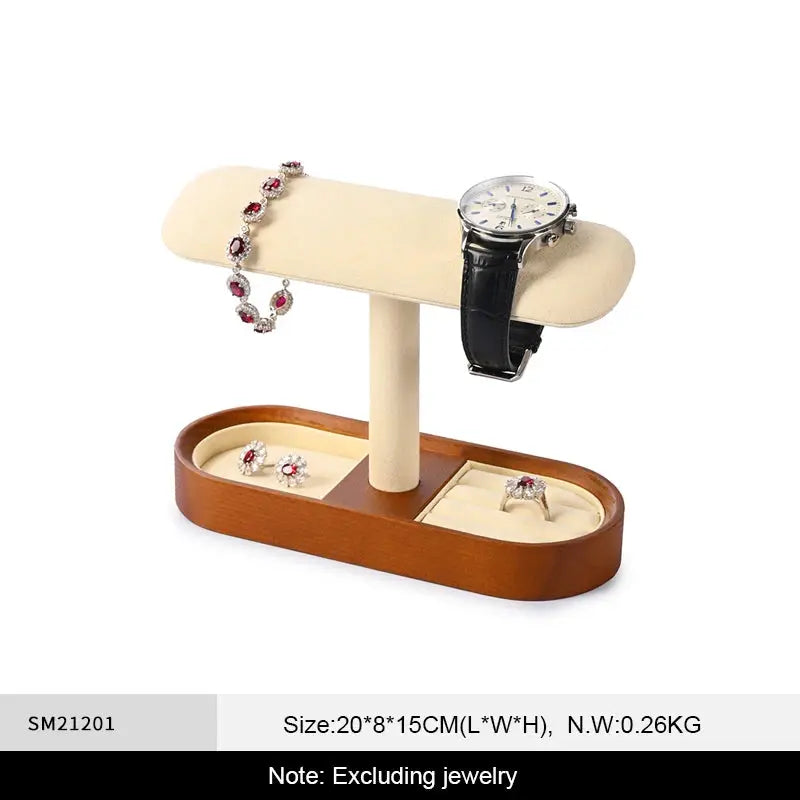 WoodTen Solid Wood Watches Display Stand Elegant Jewelry Organizer For Watches Necklaces Bracelets Bangles