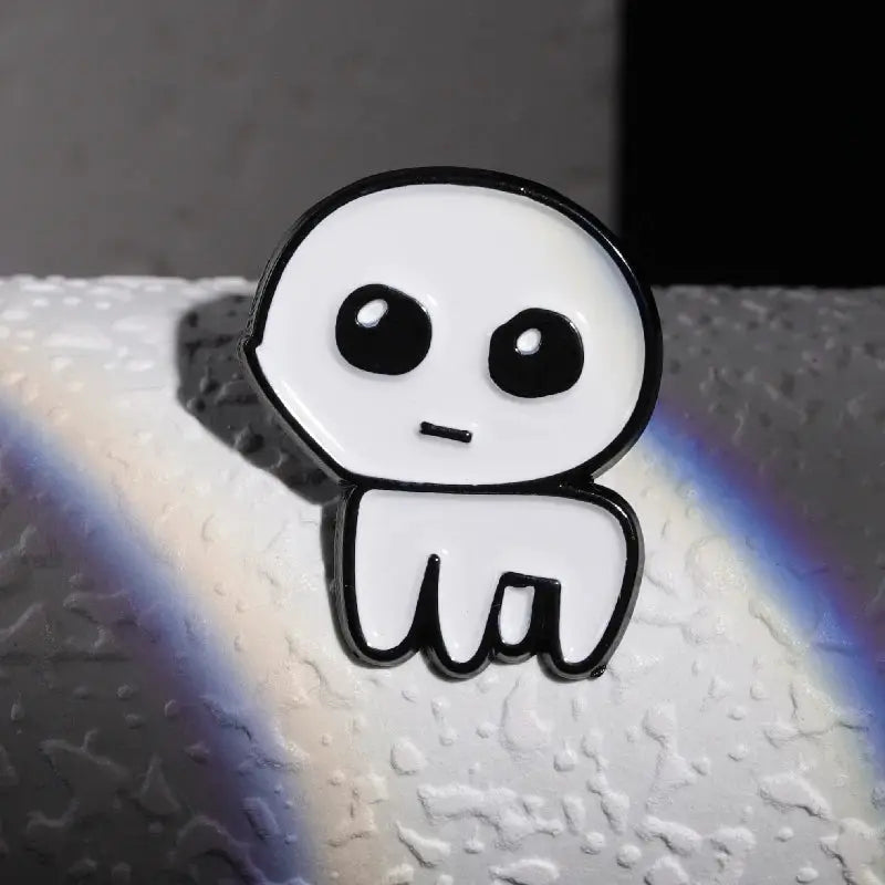 Autism awareness enamel pin, white cartoon character with black eyes, zinc alloy lapel pin
