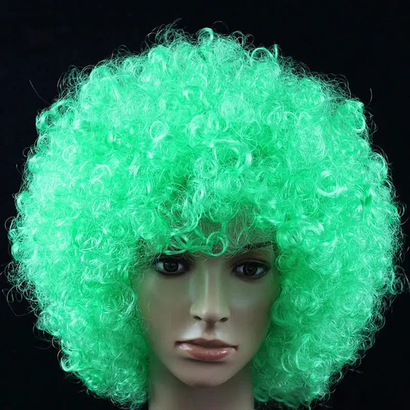 Cosplay wig neon green, curly short style, synthetic hair