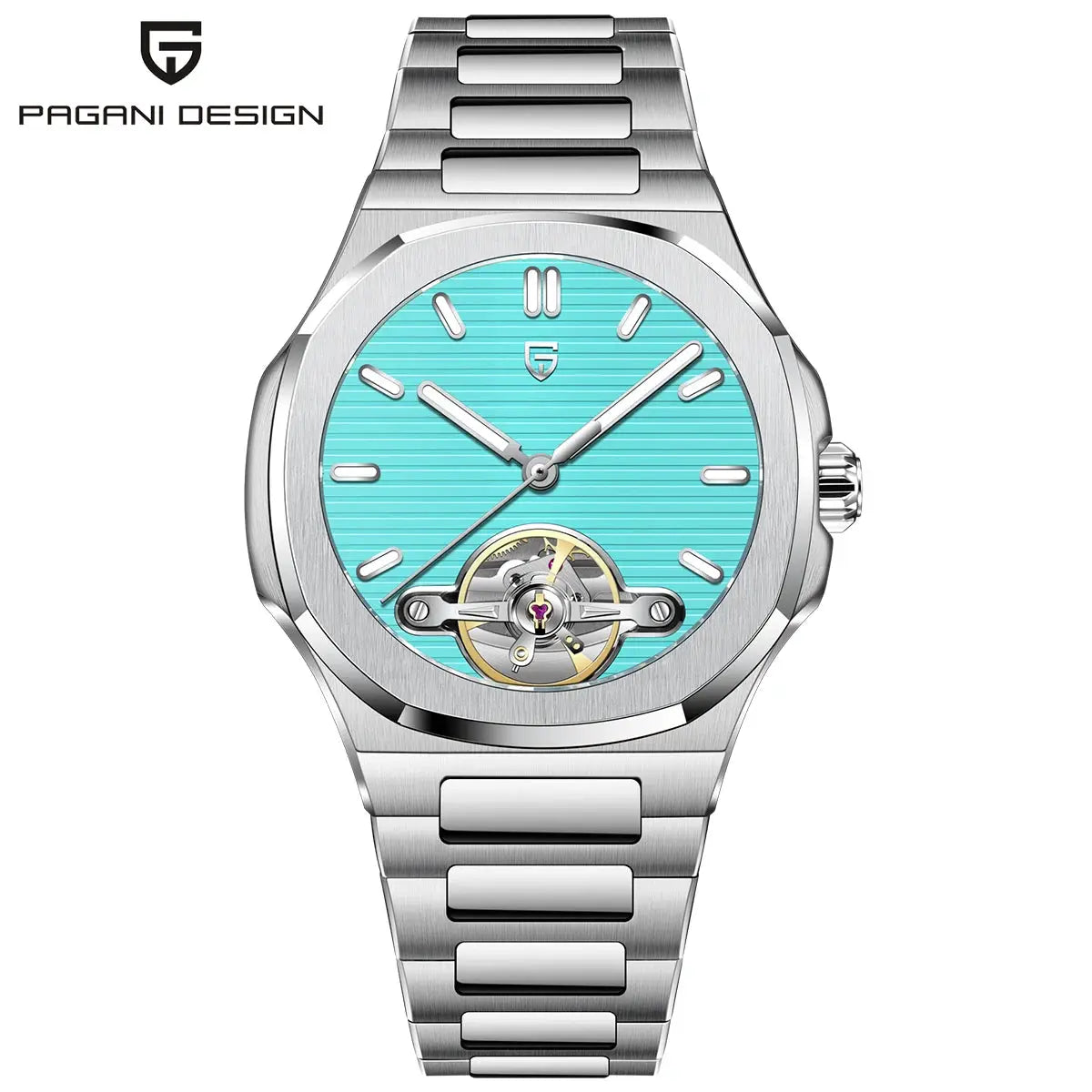 PAGANI DESIGN Skeleton Tourbillon Automatic Mens Watch Luxury Stainless Steel Wristwatch With Sapphire Crystal