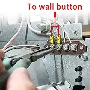 Motor opener controller wiring panel with metal screws and to wall button terminals